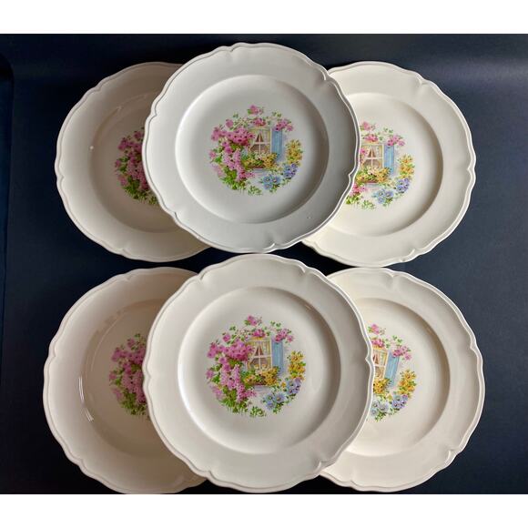 Set of 6 Edwin Knowles Dinner Plates - 1930s Cottage Style, - Picture 1 of 10